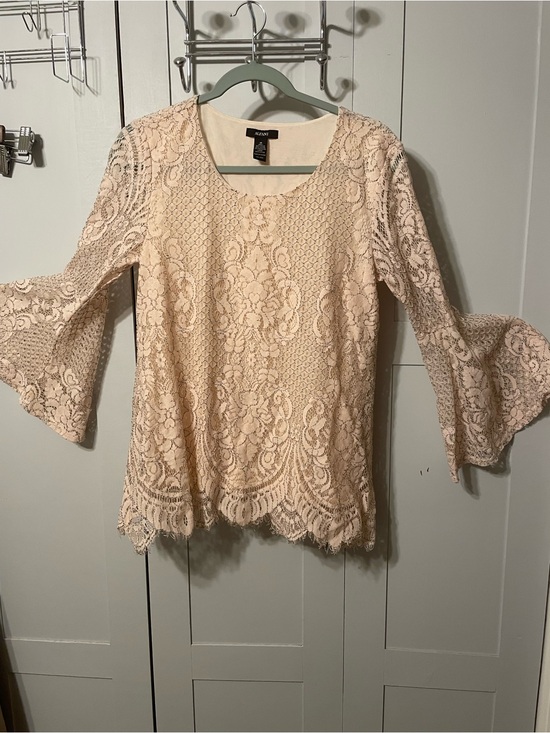 Alfani Tops - Alfani Blush Lace Bell-Sleeve Women's Top